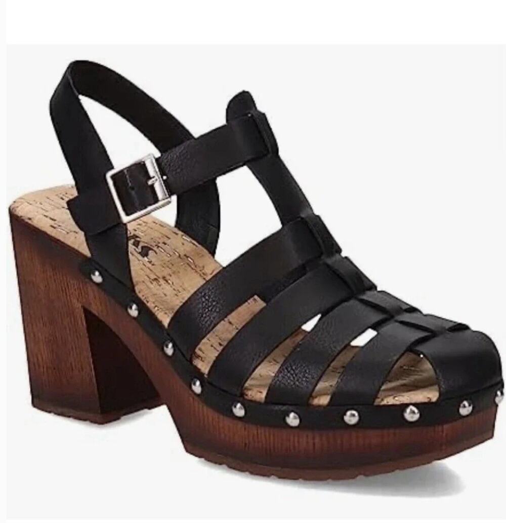 Korks Black Whitney Platform Sandals Strappy Slingback Shoes Size 8M 8